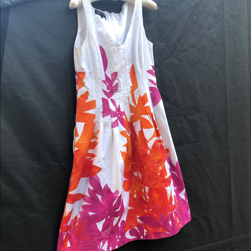 Jones New York White Dress with Pink & Orange Floral Design